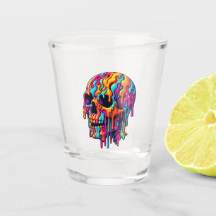 Vibrant Psychedelic Skull Shot Glass