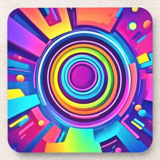 Vibrant Psychedelic Vortex Art Coaster (Front)