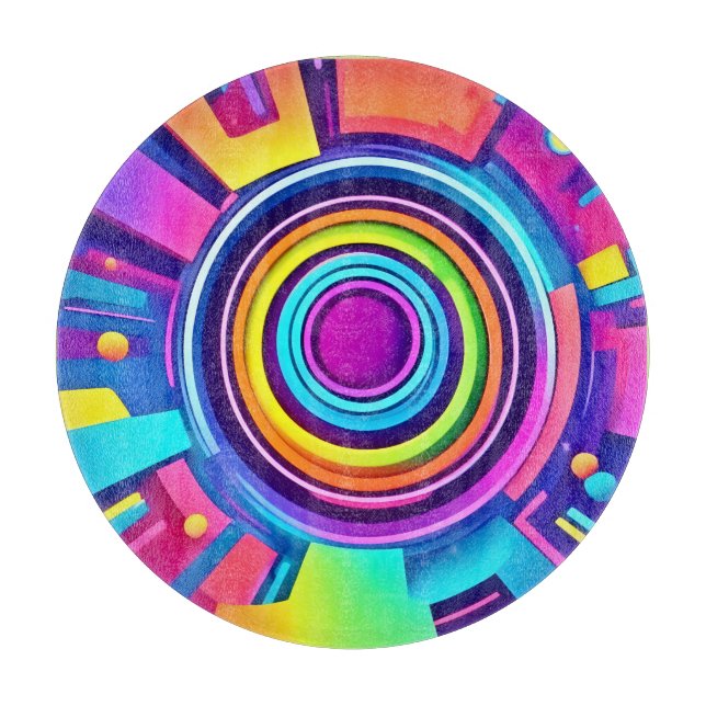 Vibrant Psychedelic Vortex Art Cutting Board (Front)