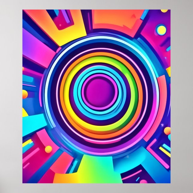Vibrant Psychedelic Vortex Art Poster (Front)