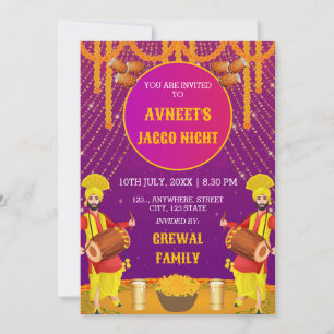 Vibrant Punjabi Jaggo Night Invitation Card