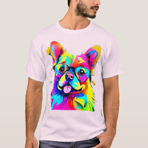 Vibrant Pup: Abstract Dog Art T-Shirt
