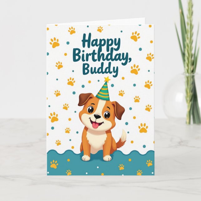 Vibrant Pup Birthday Card (Front)