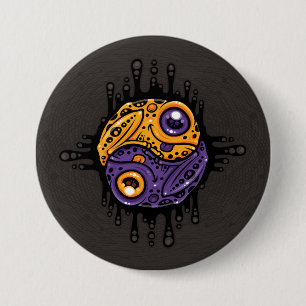 Vibrant Purple and Gold Poison Dart Frog Yin Yang 7.5 Cm Round Badge