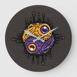 Vibrant Purple and Gold Poison Dart Frog Yin Yang Large Clock