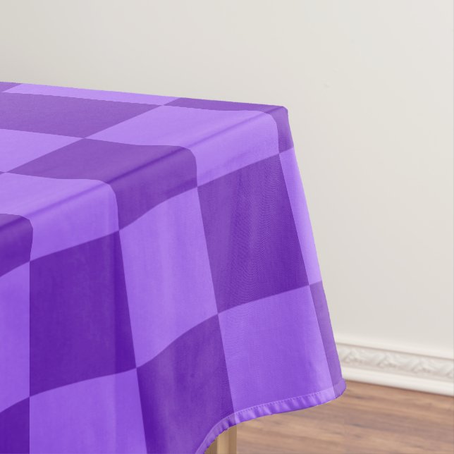Vibrant Purple and Lavender Checkerboard  Tablecloth (In Situ)