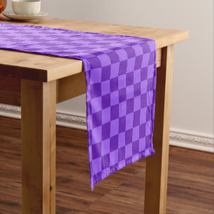 Vibrant Purple and Lavender Chequerboard Short Table Runner