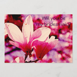 Vibrant purple and pink magnolia invitation