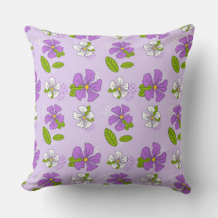 Vibrant Purple and White Flowers Cushion