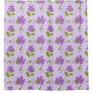 Vibrant Purple and White Flowers Shower Curtain