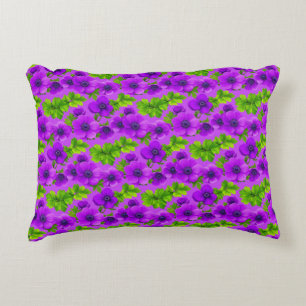 Vibrant Purple Anemone Flowers Decorative Cushion