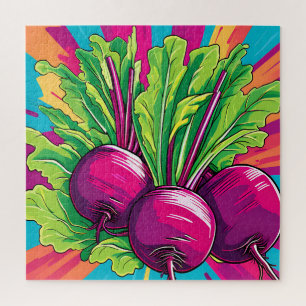 Vibrant Purple Beets Pop Art Jigsaw Puzzle