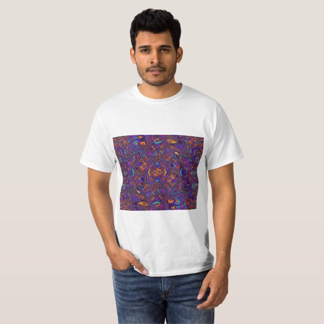 Vibrant Purple & Blue Abstract Wave Pattern T-Shirt (Front Full)