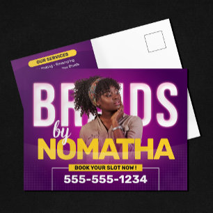 Vibrant Purple Braids & Wigs Hair Braiding Salon Postcard