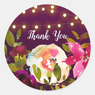 Vibrant Purple Bright Bold Flowers Bridal Shower Classic Round Sticker