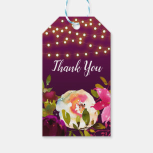 Vibrant Purple Bright Bold Flowers Bridal Shower Gift Tags