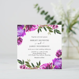 Vibrant Purple Floral Elegant Wedding Invitation