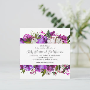Vibrant Purple Floral Elegant Wedding Invitation