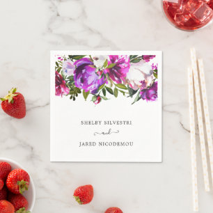 Vibrant Purple Floral Elegant Wedding Napkin