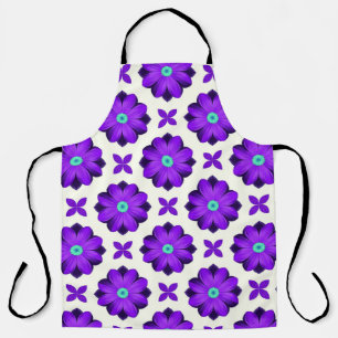  Vibrant Purple Flowers and Leaf Motifs Apron
