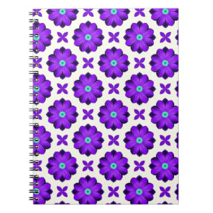  Vibrant Purple Flowers and Leaf Motifs Notebook