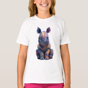 Vibrant Purple Galaxy Rhino Kids T-Shirt