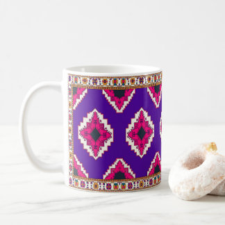 Vibrant Purple Geometric Boho Folk Art Pattern Coffee Mug