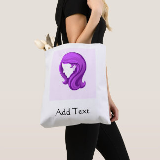 Vibrant Purple Hair Tones Girl Face Add Text Print Tote Bag