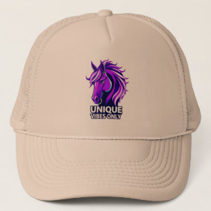 Vibrant Purple Horse Illustration Trucker Hat