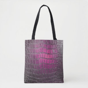 Vibrant purple leather: glossy emboss. tote bag