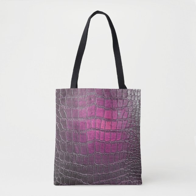 Vibrant purple leather: glossy emboss. tote bag (Front)