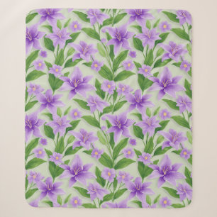 Vibrant Purple Lilies With Green Leaves Sherpa Blanket