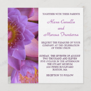 Vibrant Purple Lotus Flower Wedding Invitation