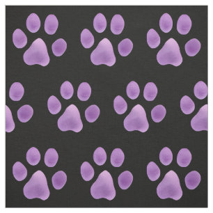 Vibrant Purple Paw Print Fabric by the Yard
