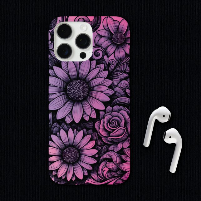 Vibrant Purple Pink Daisy Floral Illustration Case-Mate iPhone Case (Creator Uploaded)
