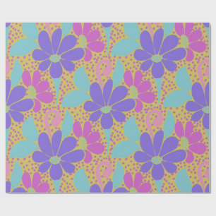 Vibrant Purple & Pink Floral Pattern Wrapping  Paper
