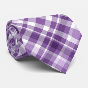 Vibrant Purple Plaid Alzheimer's Awareness Pattern Tie