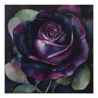Vibrant Purple Rose Painting  Poster