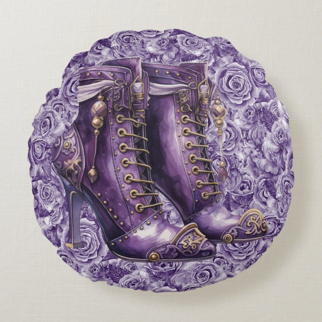  Vibrant Purple Rose Sreanpunk Love Throw Pillow (Front)