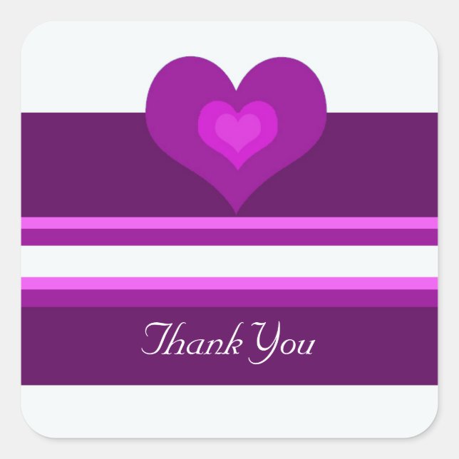 Vibrant Purple Thank You Square Sticker (Front)
