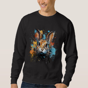 Vibrant Rabbit Portrait Hare with Colour Splashes  Sweatshirt