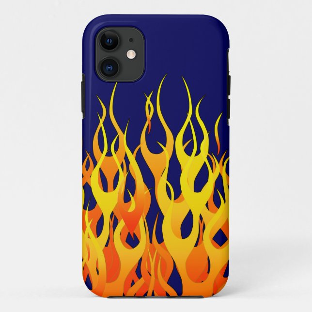 Vibrant Racing Flames on Navy Blue Case-Mate iPhone Case (Back)