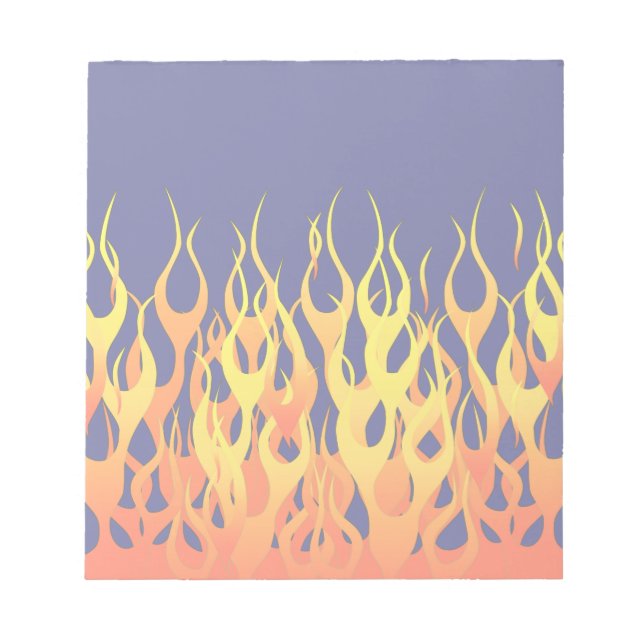 Vibrant Racing Flames on Navy Blue Notepad (Front)