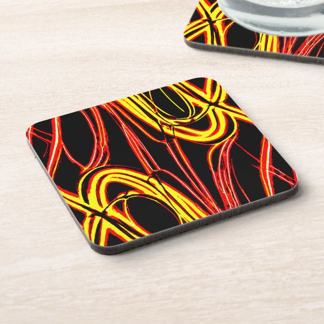 Vibrant Radiant Neon Hues Pattern Coaster (Left Side)