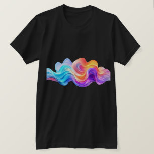 Vibrant Rainbow Abstract Fluid Waves T-Shirt
