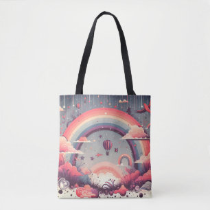 Vibrant Rainbow and Stars Tote Bag