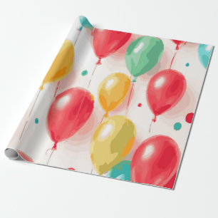 Vibrant Rainbow Balloon Party Pattern – Fun Wrapping Paper