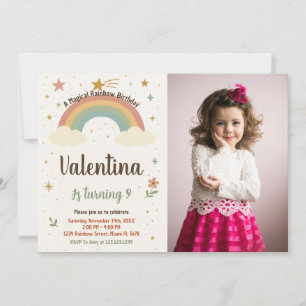 Vibrant Rainbow Birthday Invitation with photo