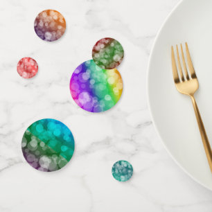 Vibrant Rainbow Bokeh Bubbles Party Confetti