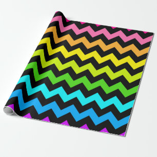 Vibrant Rainbow Chevron Pattern Wrapping Paper